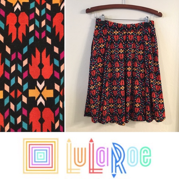 LuLaRoe Dresses & Skirts - Adorable Madison red/teal/mustard motif